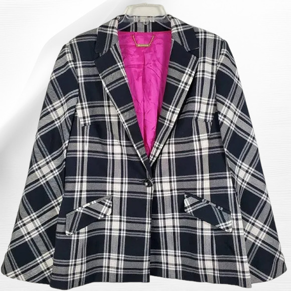 (75% OFF) NWT Trina Turk Juno Jacket Plaid Blazer Cape 0 (Has Stretch) MSRP $350 - Picture 2 of 7